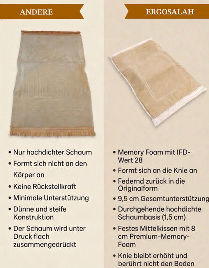 ErgoSalah – Ergonomischer Gebetsteppich mit extra dicker Kniepolsterung