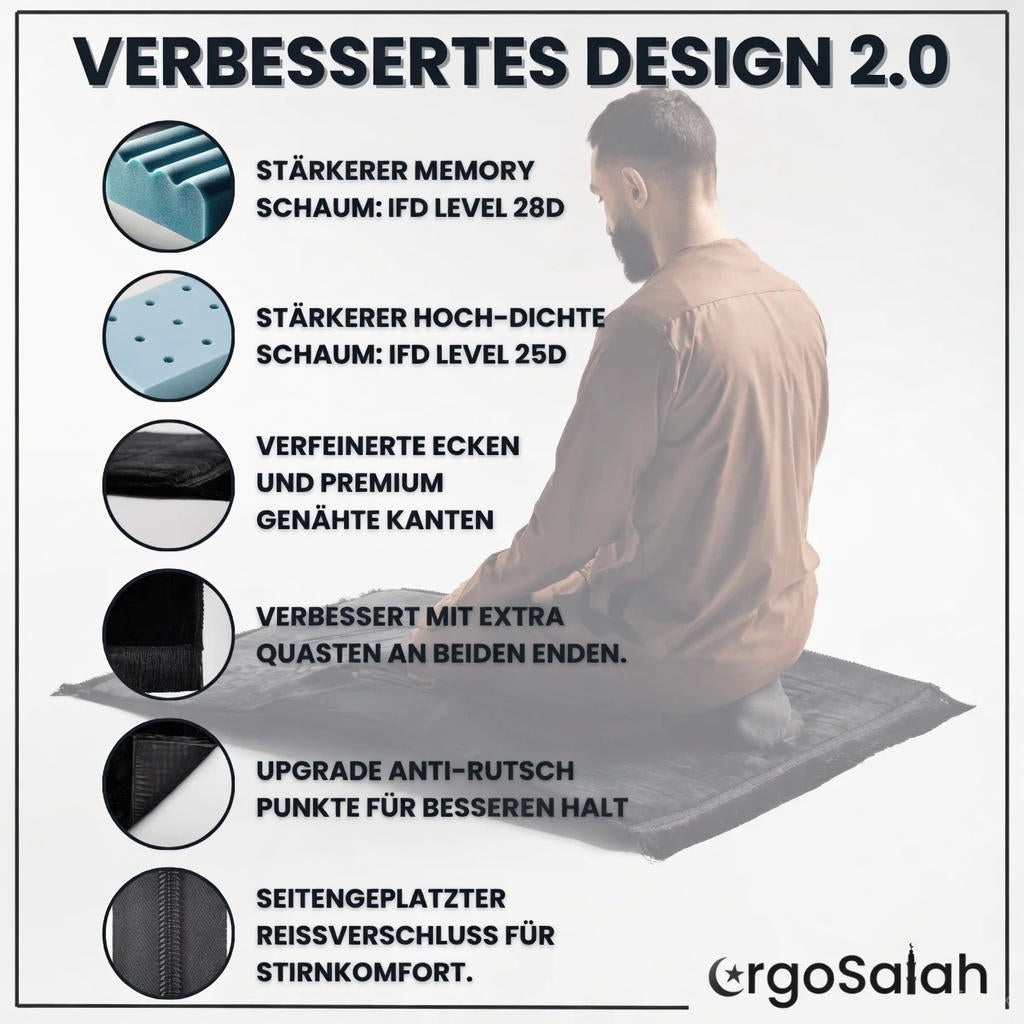 ErgoSalah – Ergonomischer Gebetsteppich mit extra dicker Kniepolsterung